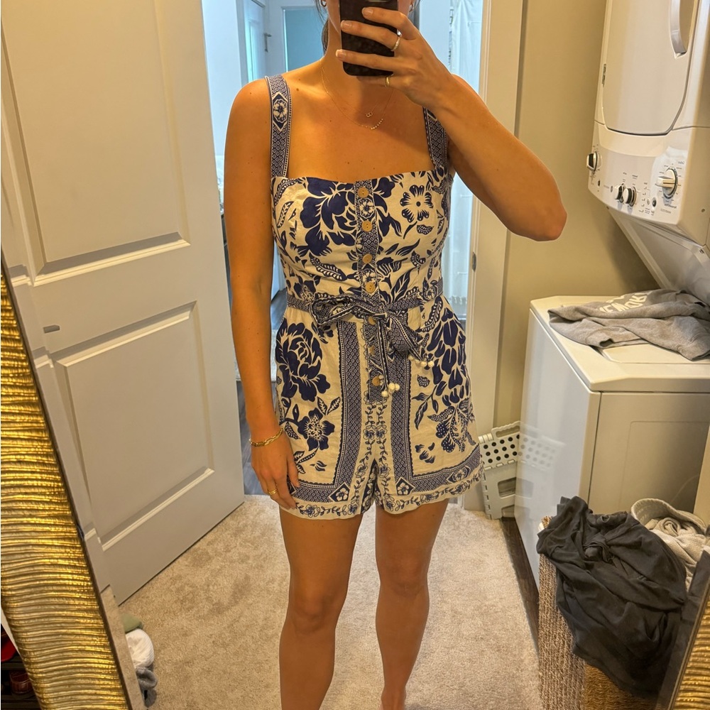 Rachel Zoe Women’s Blue Printed Sleeveless Romper